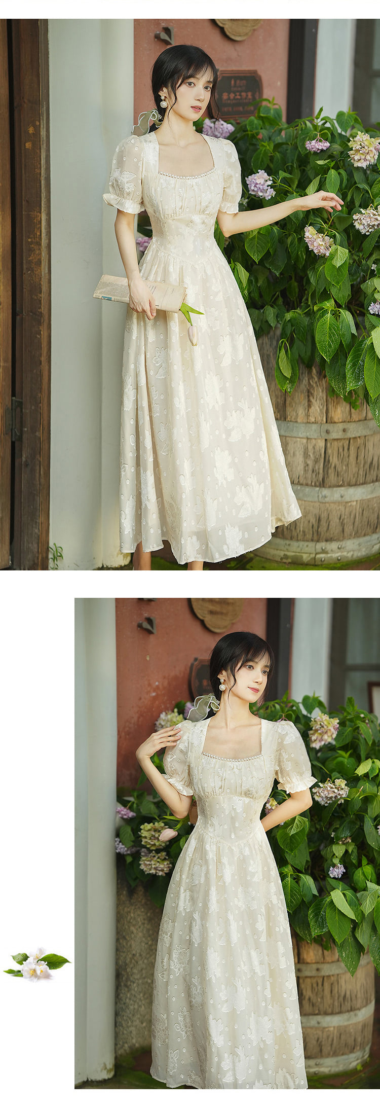 Modest-Sweet-Square-Neck-Short-Puff-Sleeve-Casual-Summer-Dress