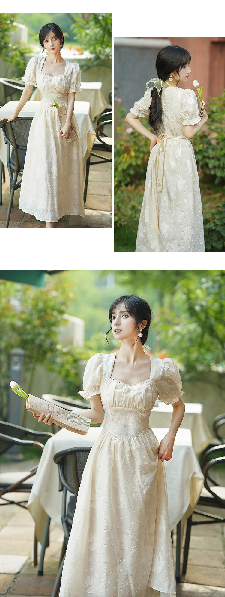 Modest-Sweet-Square-Neck-Short-Puff-Sleeve-Casual-Summer-Dress