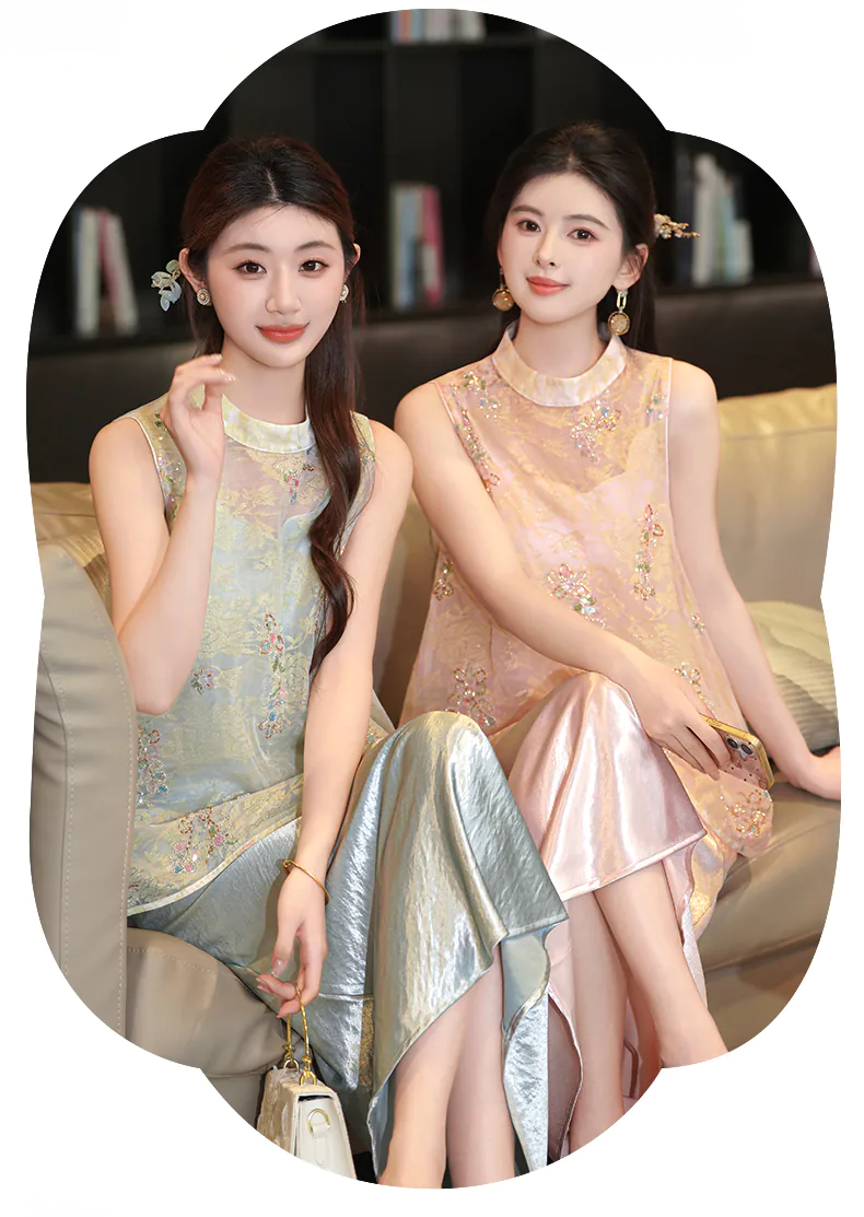 New-Chinese-Style-Floral-Embroidery-Sheer-Vest-with-Satin-Slip-Dress-Set10