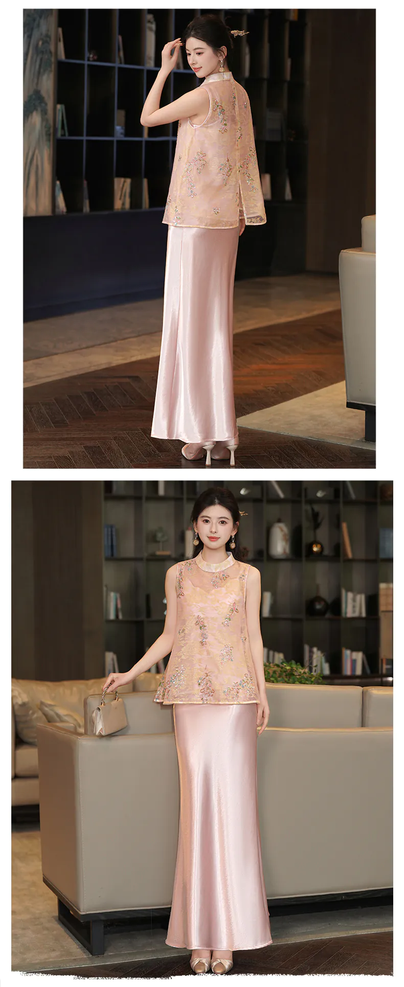 New-Chinese-Style-Floral-Embroidery-Sheer-Vest-with-Satin-Slip-Dress-Set17