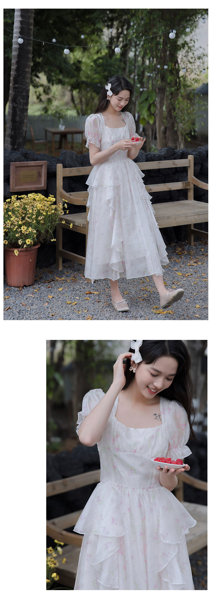 Petite-Sweet-Square-Neck-Floral-White-Summer-Casual-Maxi-Dress11