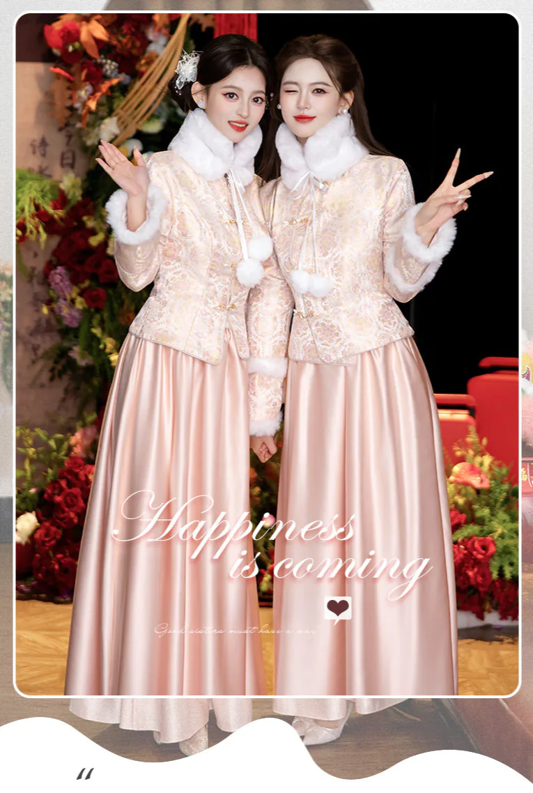 Pink-Long-Sleeve-Fall-Winter-Chinese-Style-Wedding-Guest-Bridesmaid-Dress07