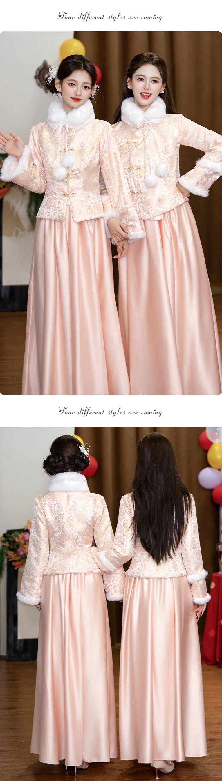 Pink-Long-Sleeve-Fall-Winter-Chinese-Style-Wedding-Guest-Bridesmaid-Dress13