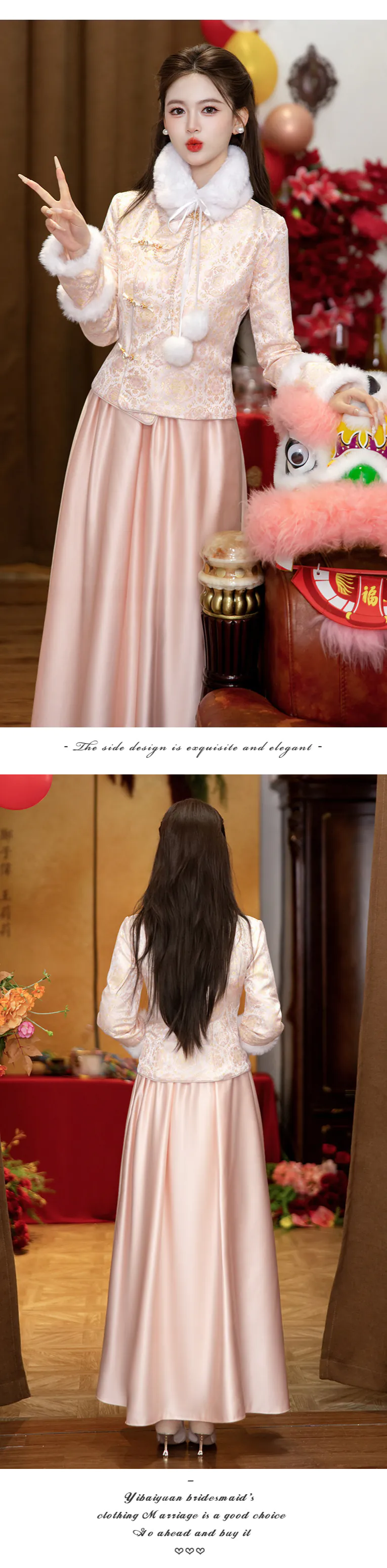 Pink-Long-Sleeve-Fall-Winter-Chinese-Style-Wedding-Guest-Bridesmaid-Dress15