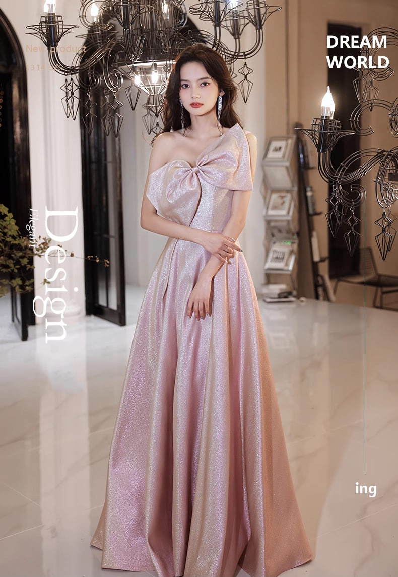 Pink-One-Shoulder-Evening-Dress-Sleeveless-Bow-Cocktail-Party-Gown06