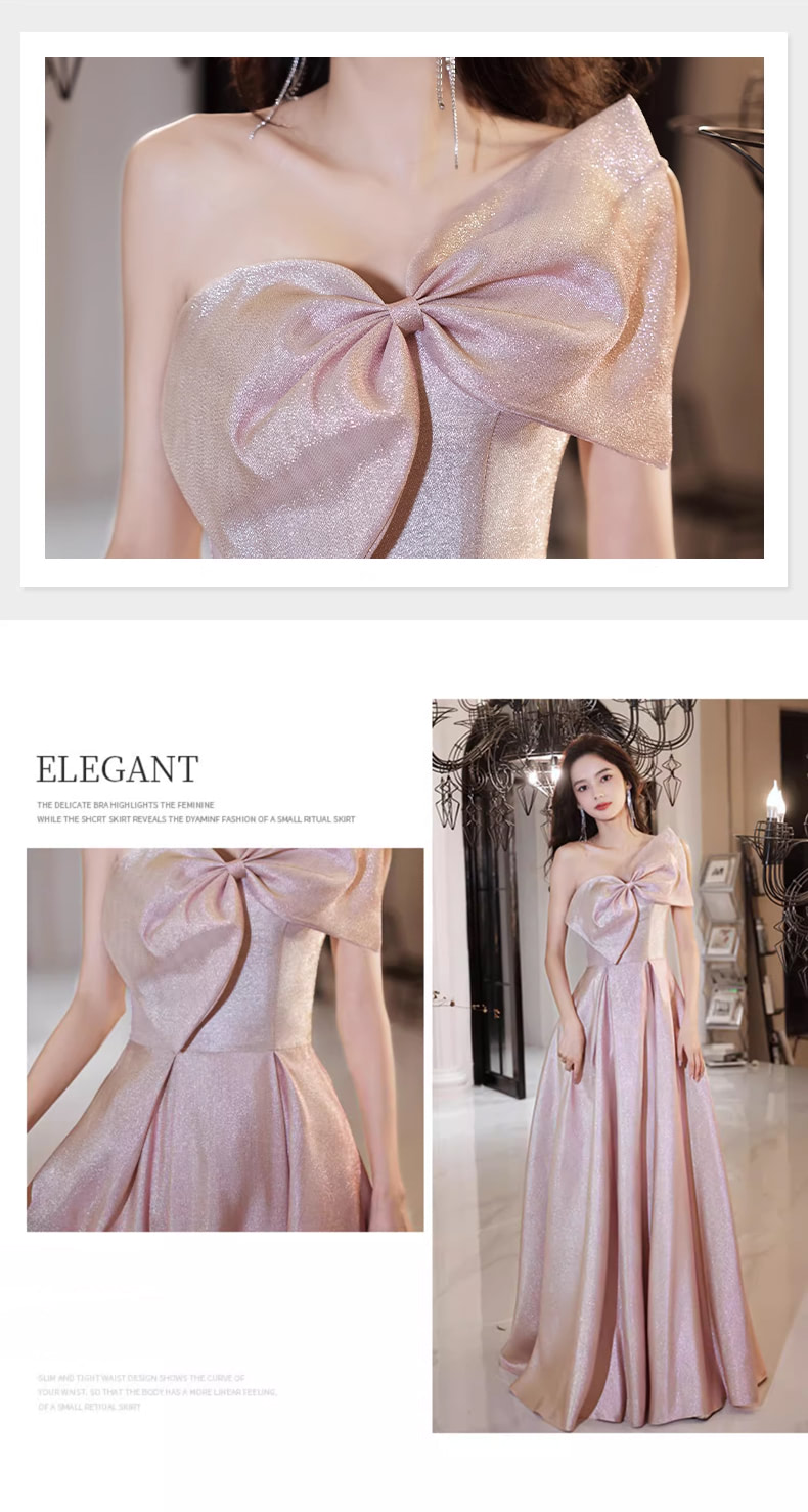 Pink-One-Shoulder-Evening-Dress-Sleeveless-Bow-Cocktail-Party-Gown08