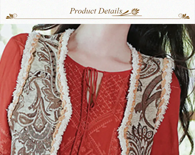 Red-Bohemian-Style-Embroidery-Dress-with-Vest-Casual-Vacation-Outfits08