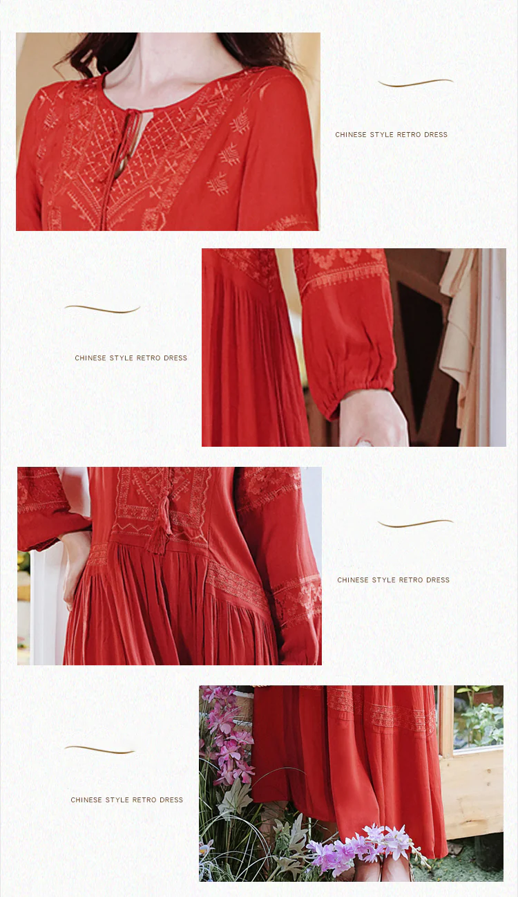 Red-Bohemian-Style-Embroidery-Dress-with-Vest-Casual-Vacation-Outfits09