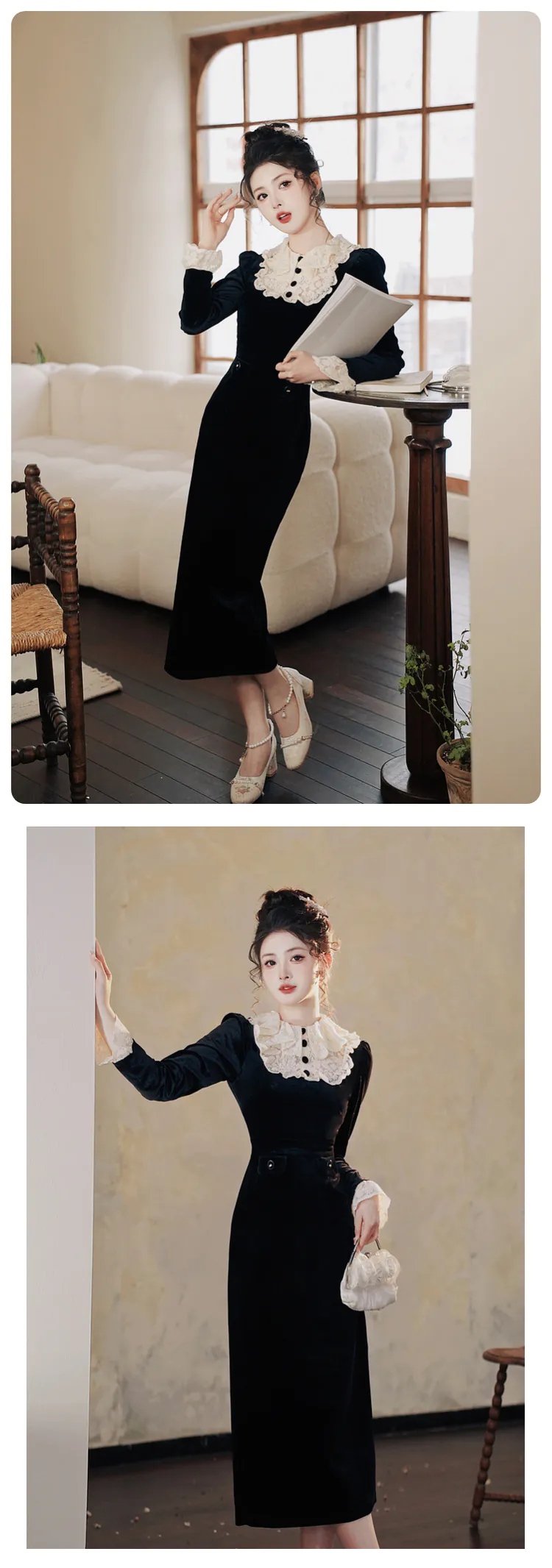 Retro-French-Style-Black-Velvet-Lace-Collar-Long-Sleeve-Casual-Dress12