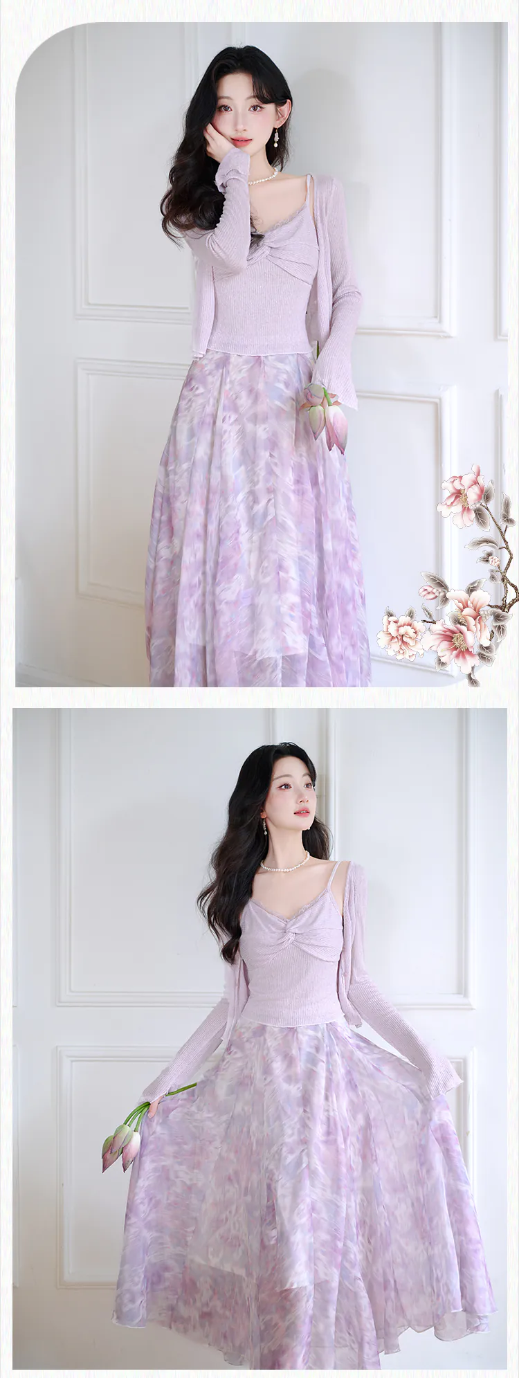Romantic-Floral-Print-Chiffon-Skirt-with-Knit-Tank-Top-and-Cardigan-3-Piece-Set15