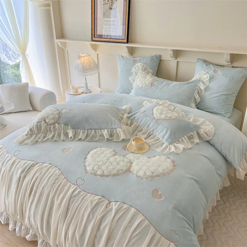 Romantic Princess Style Comfort Soft Milk Velvet Bedding 4 Pcs Set02