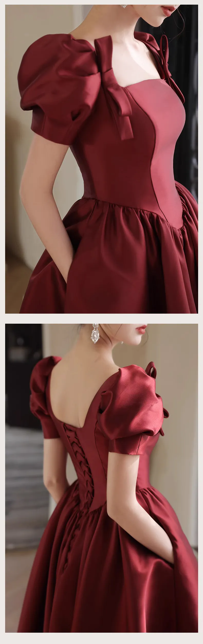 Simple-Modest-Burgundy-Short-Sleeve-Prom-Party-Dress-Long-Formal-Gown09