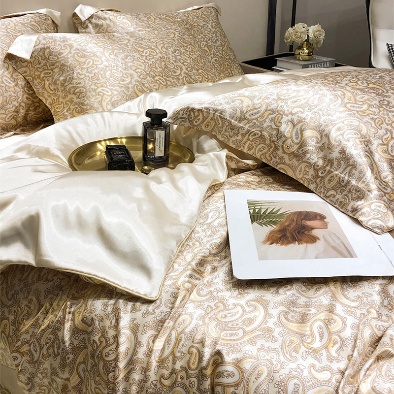 Soft Satin Smooth Duvet Cover Flat Bed Sheet Pillowcase Set04