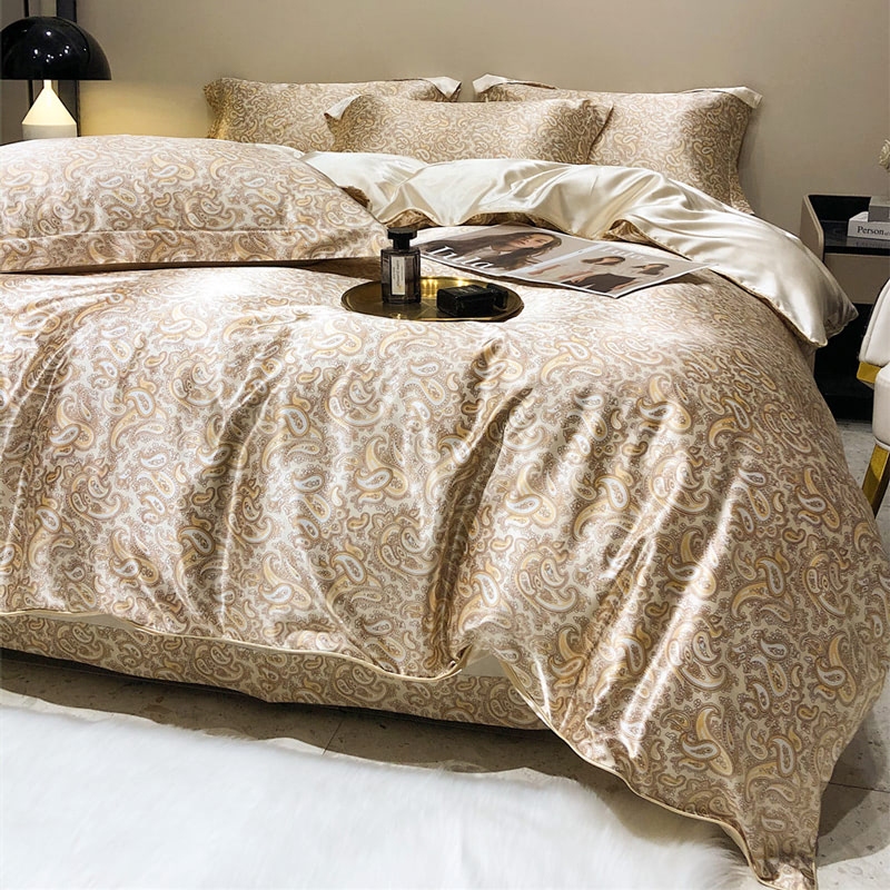 Soft Satin Smooth Duvet Cover Flat Bed Sheet Pillowcase Set05