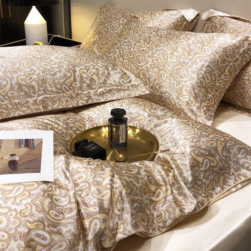 Soft Satin Smooth Duvet Cover Flat Bed Sheet Pillowcase Set06