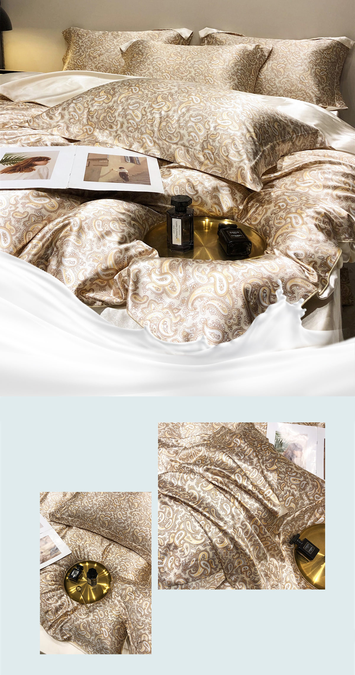 Soft-Satin-Smooth-Duvet-Cover-Flat-Bed-Sheet-Pillowcase-Set