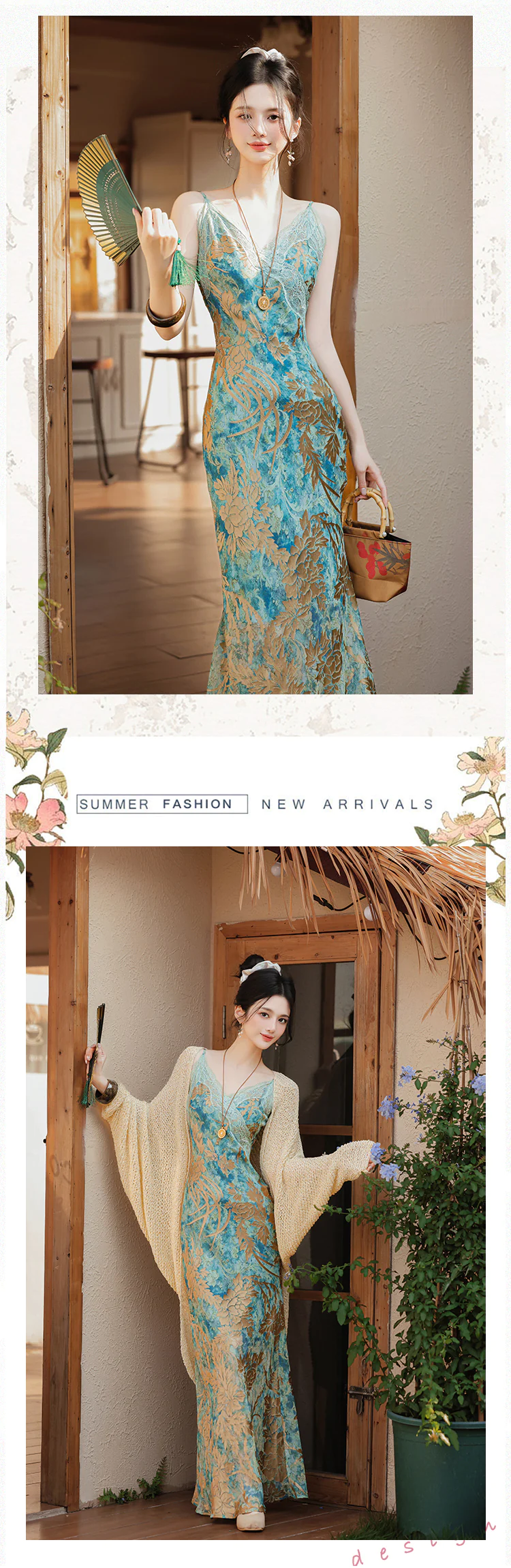 patchwork knitted summer dress Elegant Women's Summer Patchwork Striped Long Dress