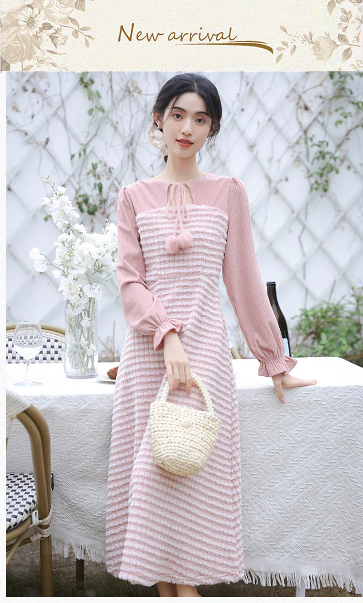 Sweet-French-Style-Striped-High-Waist-Long-Sleeve-Thick-Plush-Dress06
