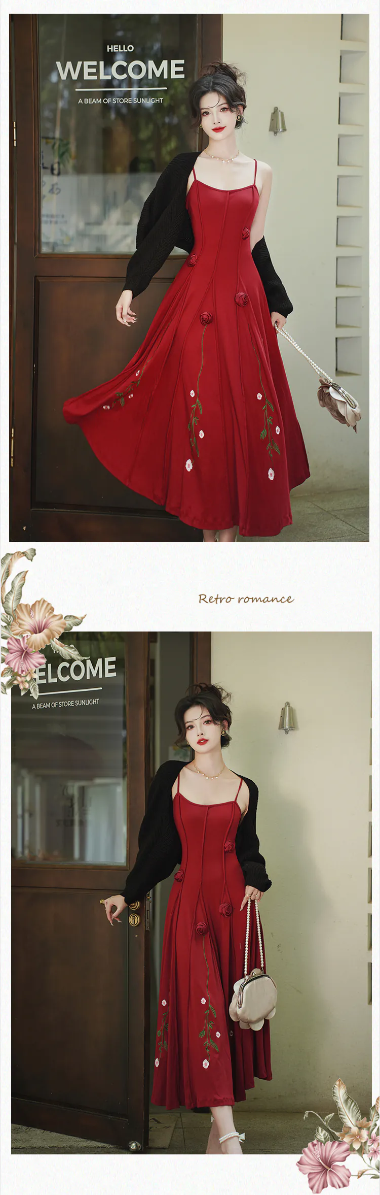 Sweet-Rose-Embroidery-Red-Slip-Dress-with-Black-Knit-Cardigan-2-Piece-Set11