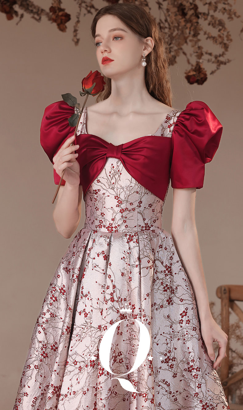 Sweet-Short-Sleeve-Floral-Printed-Banquet-Toast-Prom-Evening-Dress07