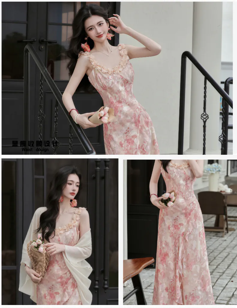 Sweetheart-Neckline-Pink-Floral-Print-Slip-Dress-with-Sheer-Cardigan-Shrug09