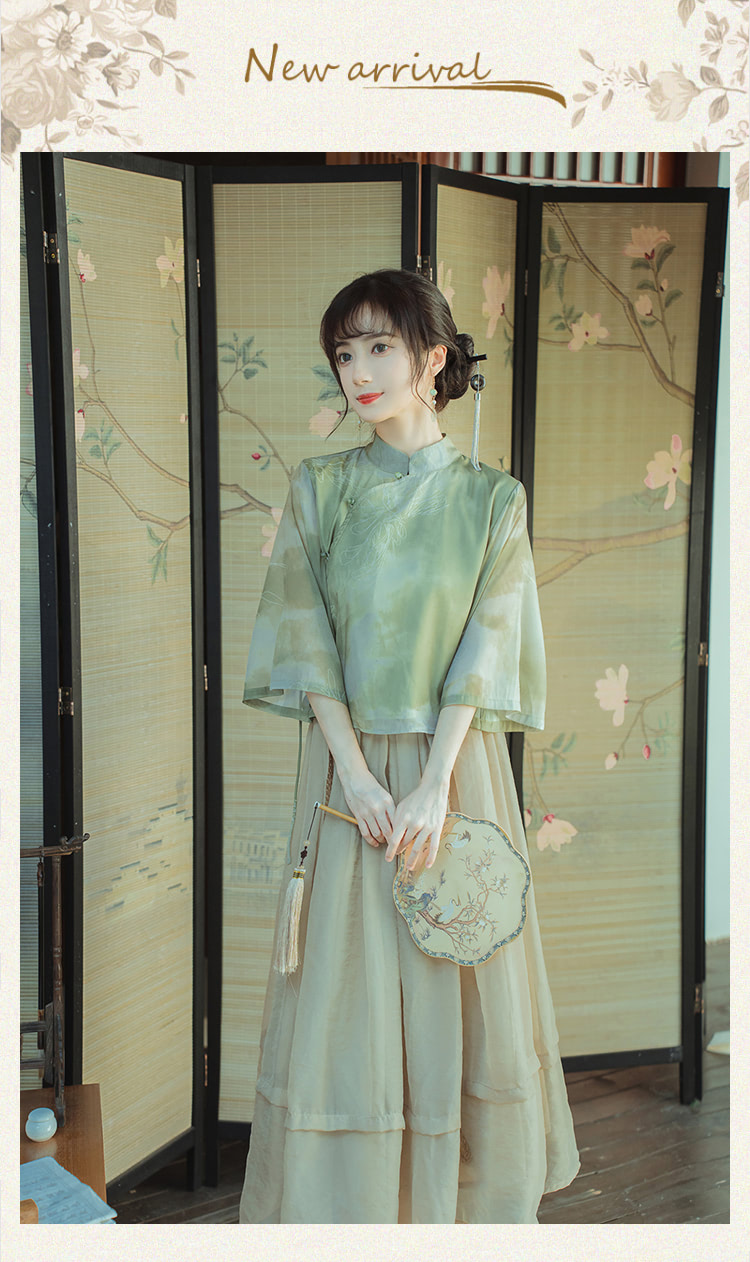 Traditional-Chinese-Tea-Ceremony-Green-Qipao-Dress-Suit-for-Women07