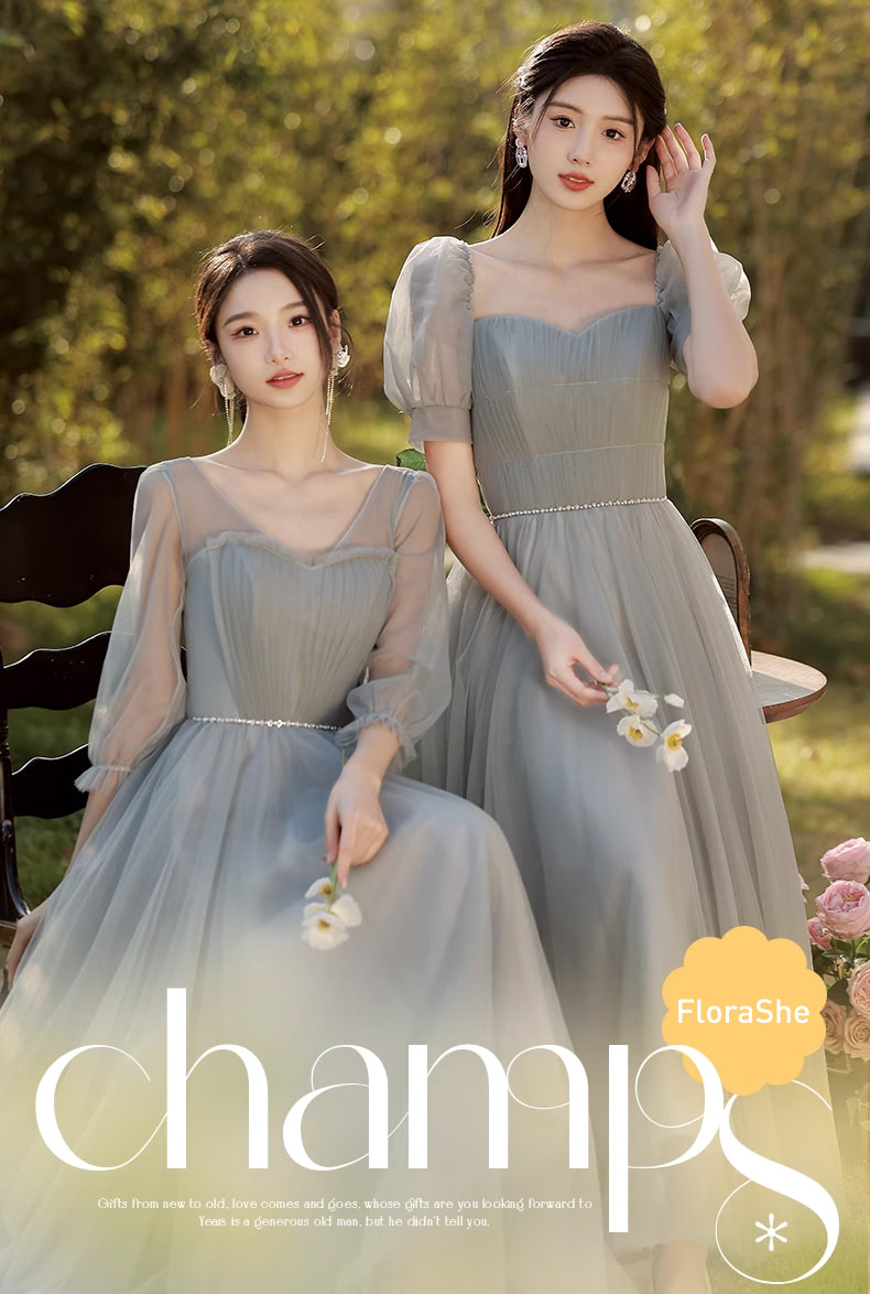 Trendy-Simple-Gray-Tulle-Long-Summer-Bridesmaid-Dress-with-Sleeves10