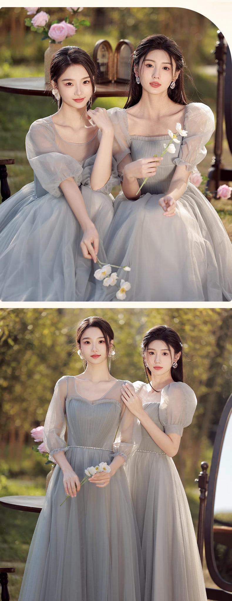 Trendy-Simple-Gray-Tulle-Long-Summer-Bridesmaid-Dress-with-Sleeves13
