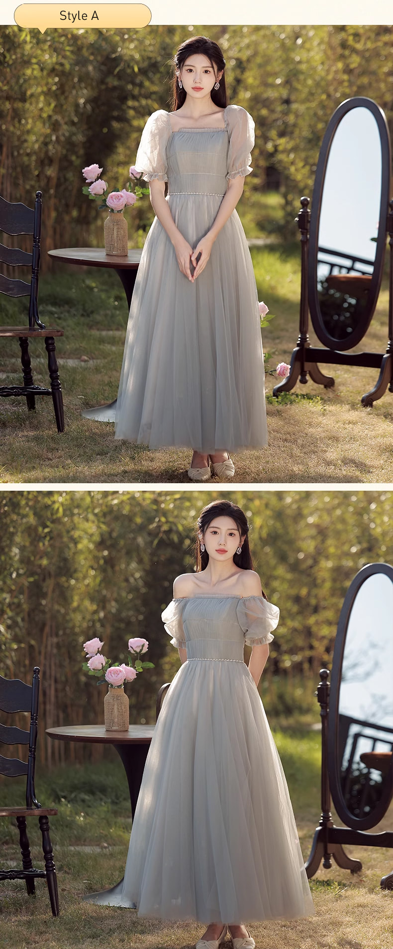 Trendy-Simple-Gray-Tulle-Long-Summer-Bridesmaid-Dress-with-Sleeves17