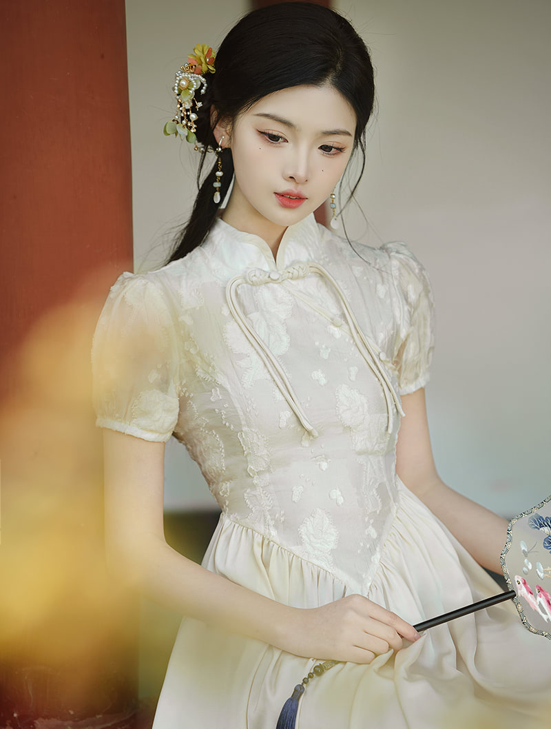 Vintage Jacquard Modified Qipao Gowns Tradtional Cheongsam Dress02