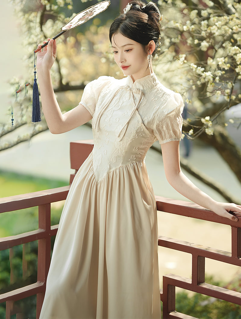 Vintage Jacquard Modified Qipao Gowns Tradtional Cheongsam Dress01