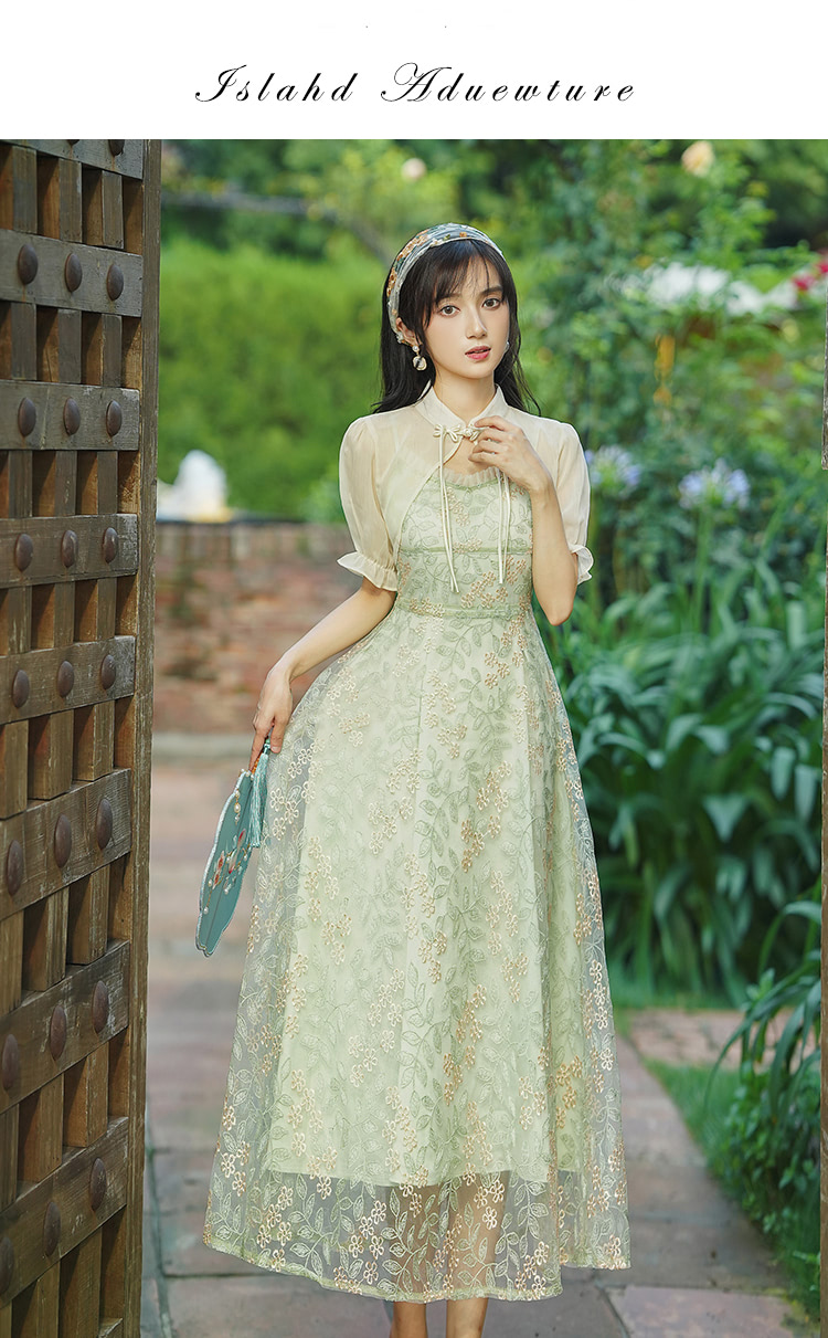 Vintage-Light-Green-Embroidery-Casual-Flower-Dress-Summer-Outfit