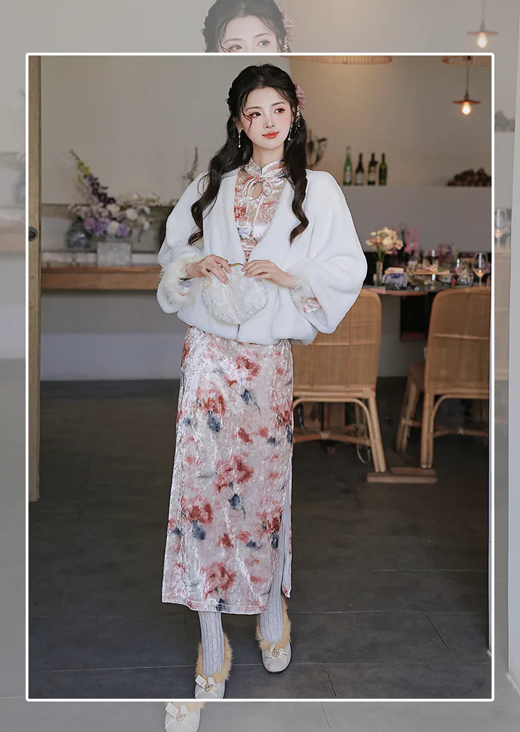Vintage-Plush-Fur-Sleeve-Velvet-Warm-Autumn-Winter-Qipao-Dress-Suit07