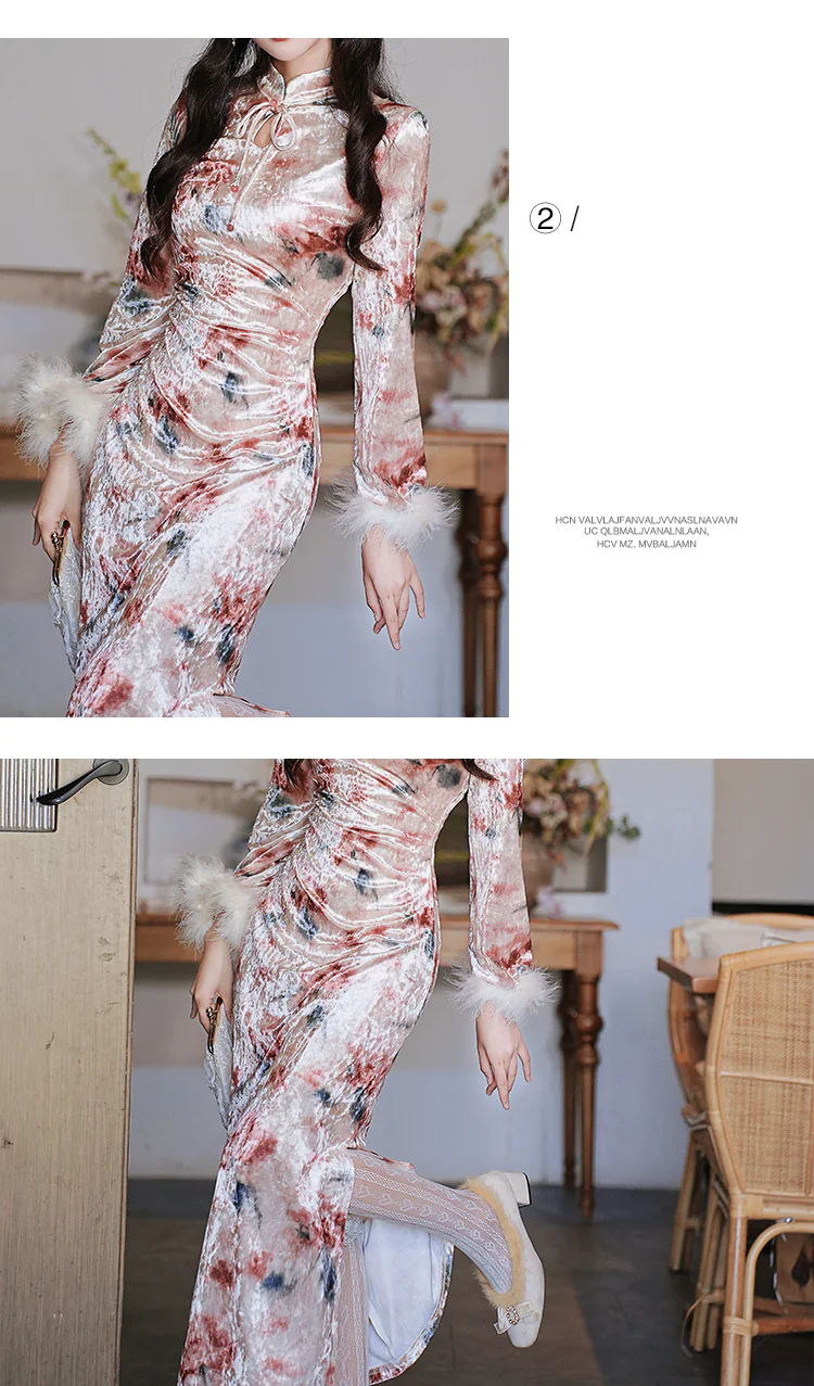 Vintage-Plush-Fur-Sleeve-Velvet-Warm-Autumn-Winter-Qipao-Dress-Suit10