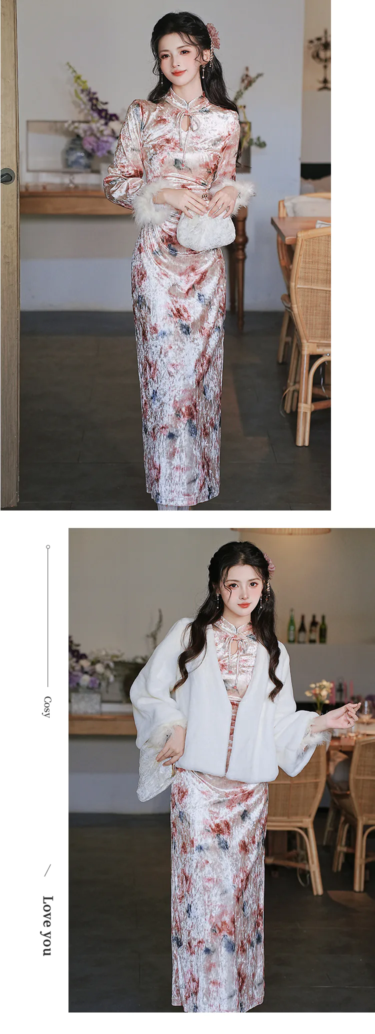 Vintage-Plush-Fur-Sleeve-Velvet-Warm-Autumn-Winter-Qipao-Dress-Suit14