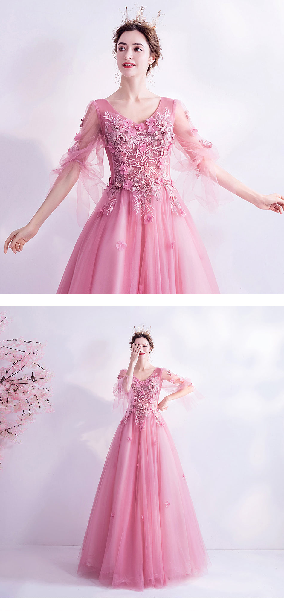 Beautiful-Pink-Flower-Embroidery-Prom-Long-Dress-with-Tulle-Sleeves12