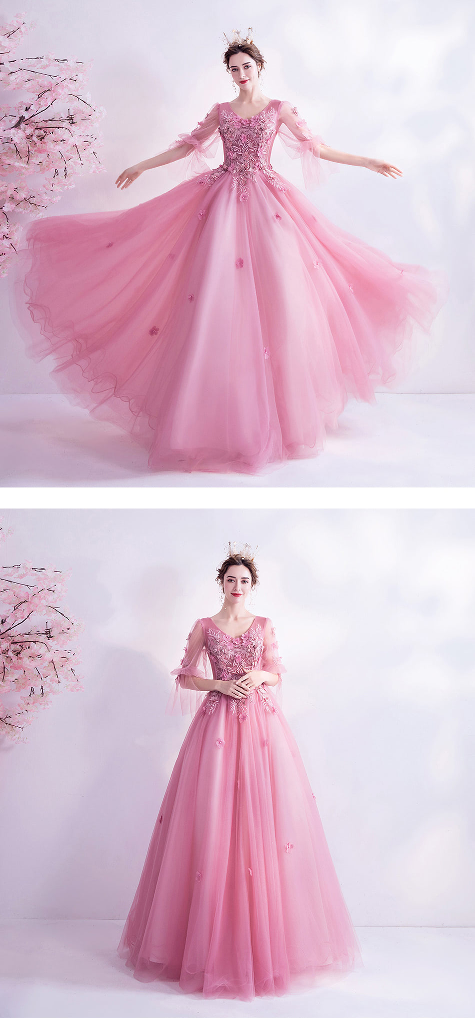 Beautiful-Pink-Flower-Embroidery-Prom-Long-Dress-with-Tulle-Sleeves13