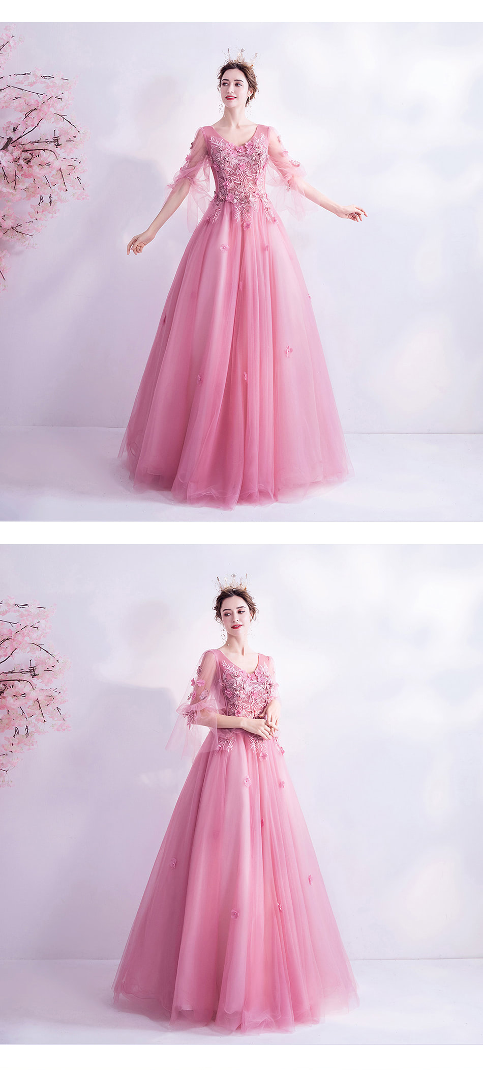 Beautiful-Pink-Flower-Embroidery-Prom-Long-Dress-with-Tulle-Sleeves16