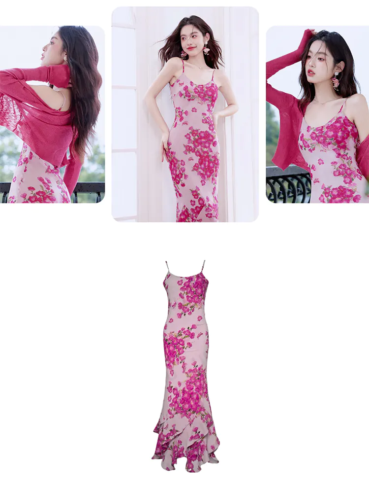 Charming-Ladies-Floral-Print-Ruffle-Slip-Dress-with-Matching-Cover-Up-Set09