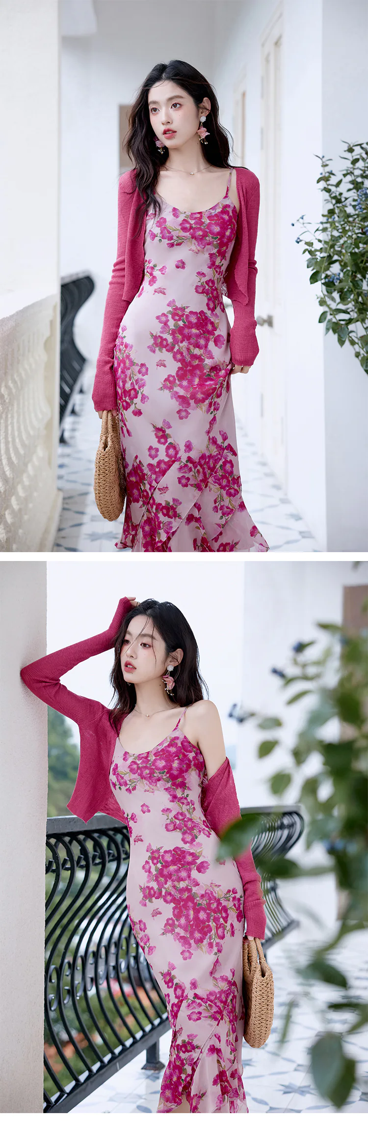 Charming-Ladies-Floral-Print-Ruffle-Slip-Dress-with-Matching-Cover-Up-Set12