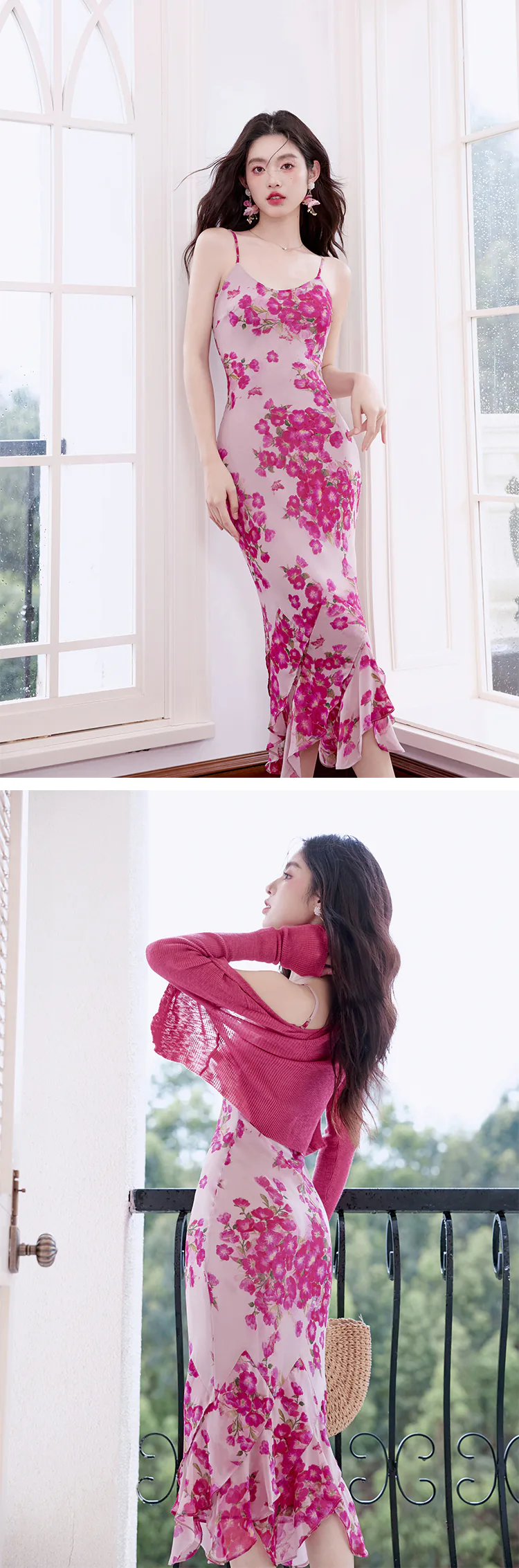 Charming-Ladies-Floral-Print-Ruffle-Slip-Dress-with-Matching-Cover-Up-Set14