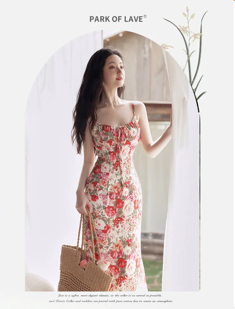 Chic-Boho-Vintage-Floral-Casual-Strap-Maxi-Dress-with-Pink-Cardigan-Set11