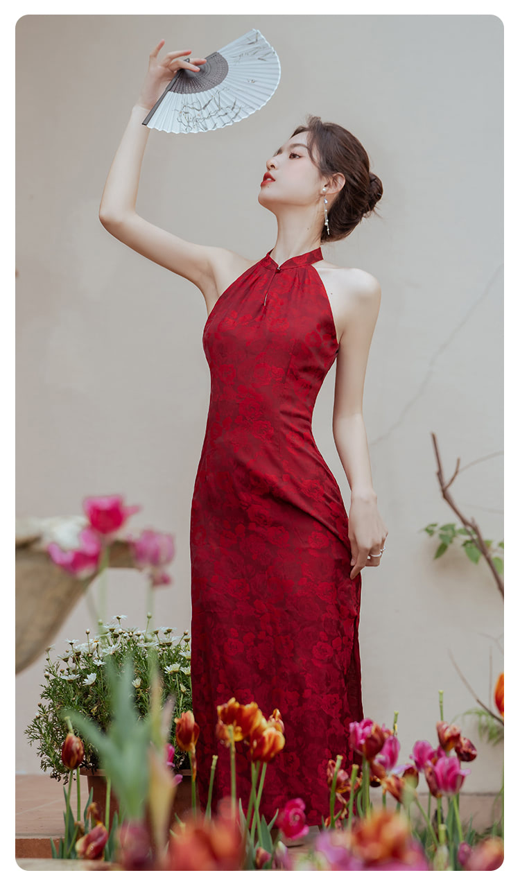 Chinese-Classical-Floral-Print-Halter-Improved-Cheongsam-Qipao-Dress07