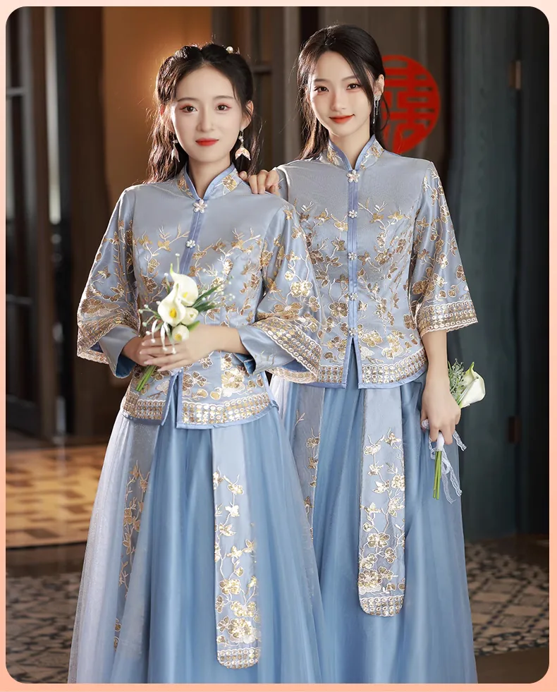 Chinese-Traditional-Style-Blue-Bridal-Wedding-Party-Bridesmaid-Dress09