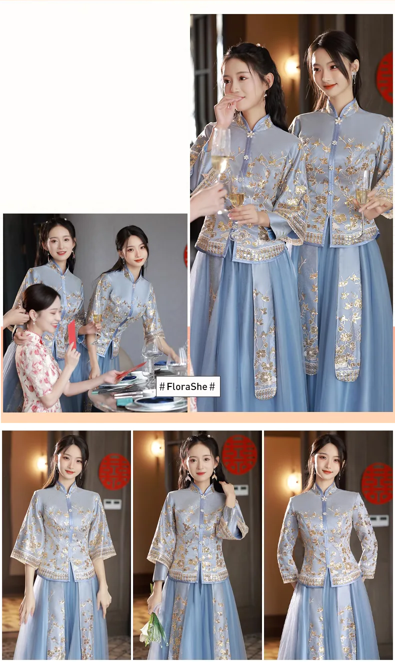 Chinese-Traditional-Style-Blue-Bridal-Wedding-Party-Bridesmaid-Dress10