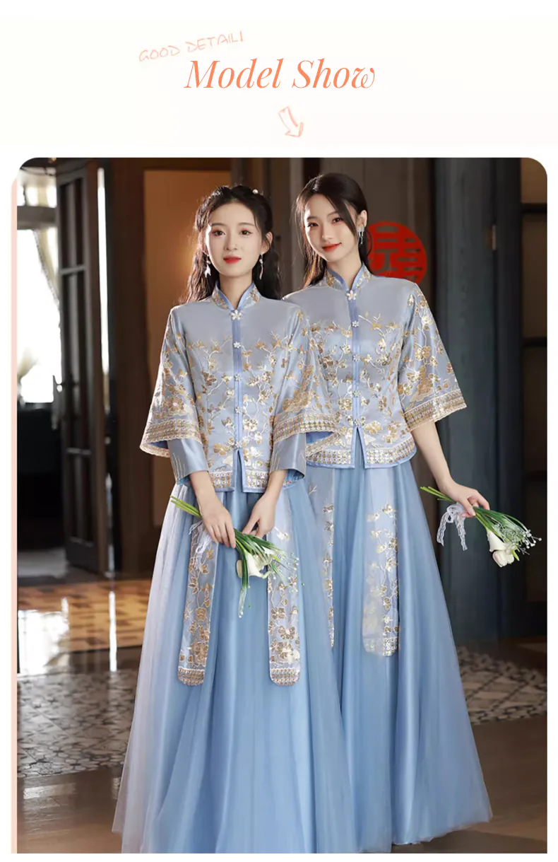 Chinese-Traditional-Style-Blue-Bridal-Wedding-Party-Bridesmaid-Dress11