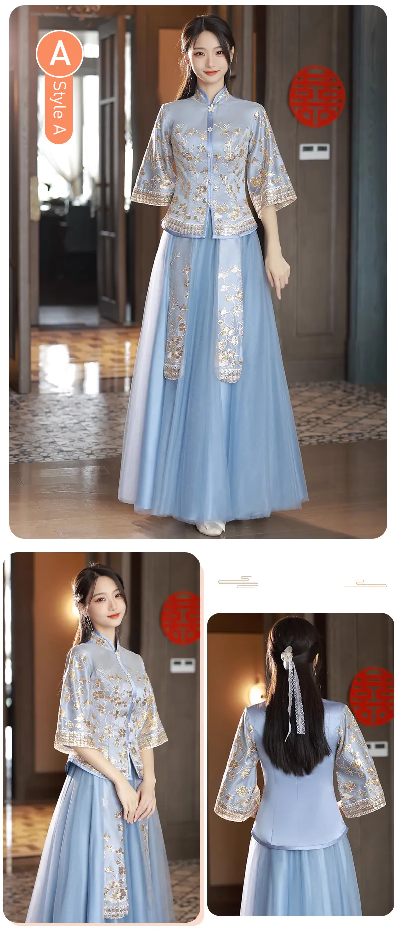 Chinese-Traditional-Style-Blue-Bridal-Wedding-Party-Bridesmaid-Dress13