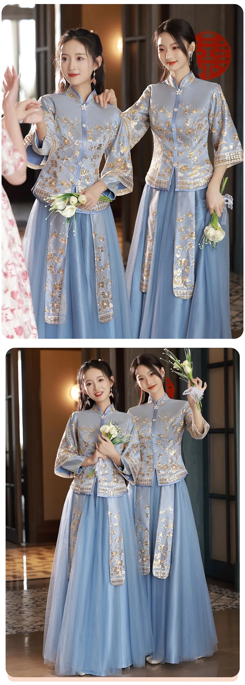 Chinese-Traditional-Style-Blue-Bridal-Wedding-Party-Bridesmaid-Dress15