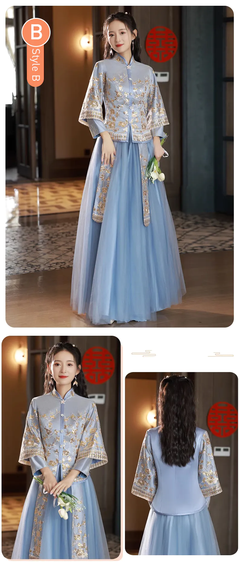 Chinese-Traditional-Style-Blue-Bridal-Wedding-Party-Bridesmaid-Dress16
