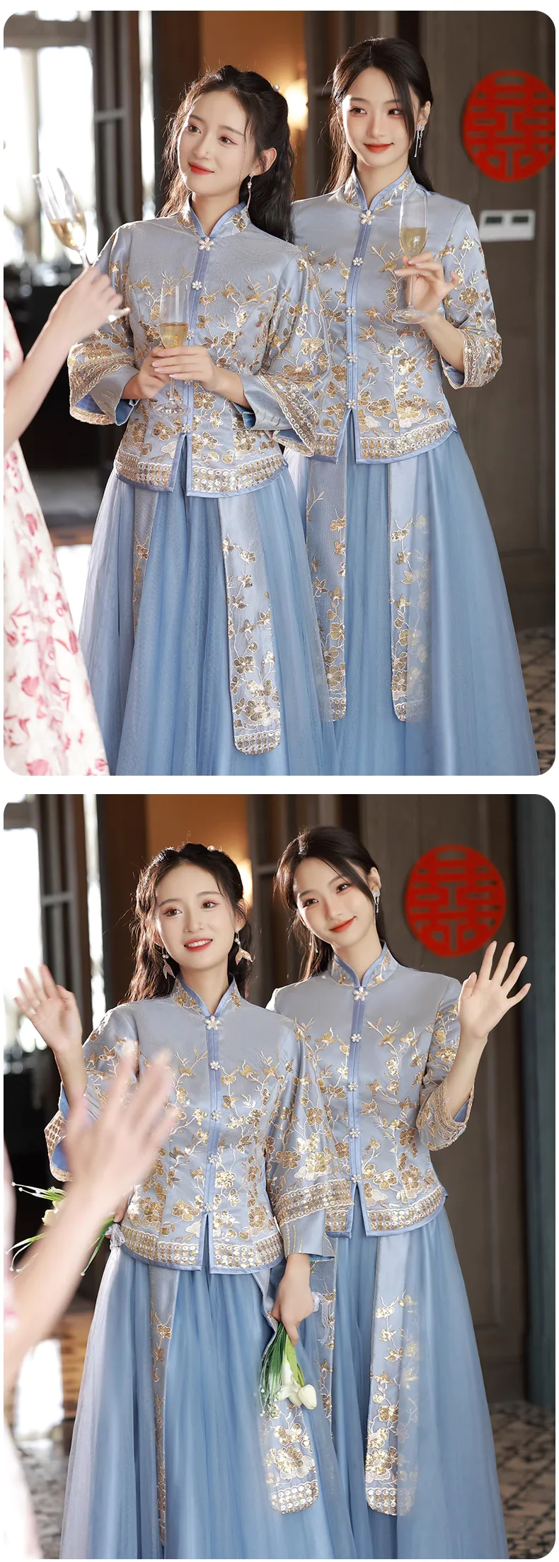 Chinese-Traditional-Style-Blue-Bridal-Wedding-Party-Bridesmaid-Dress17